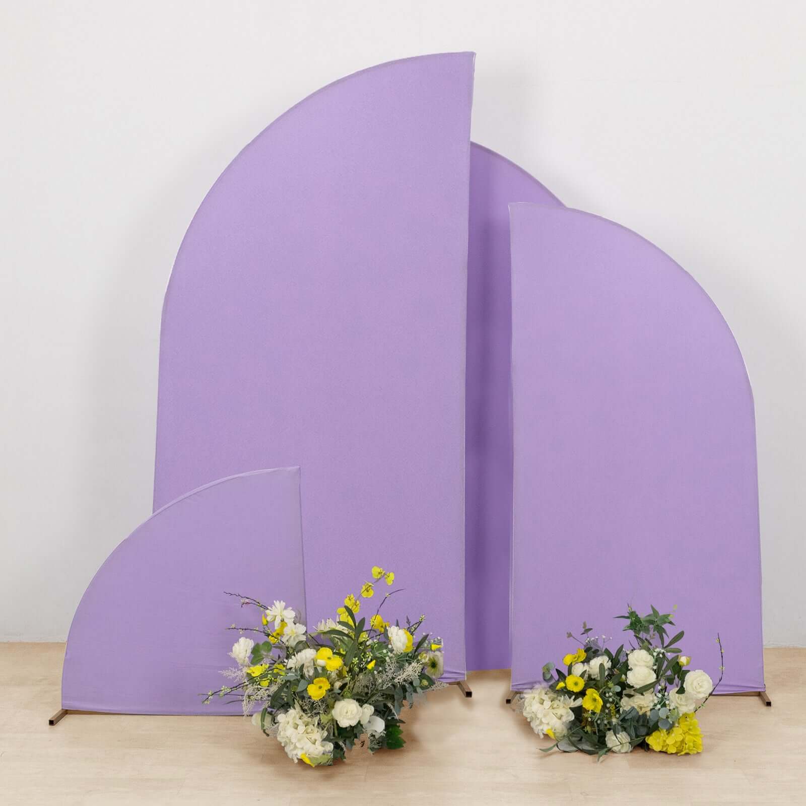 Set of 4 Matte Lavender Lilac Fitted Spandex Half Moon Wedding Arch Covers, Custom Fit Chiara Backdrop Stand Covers 2.5ft,5ft,6ft,7ft