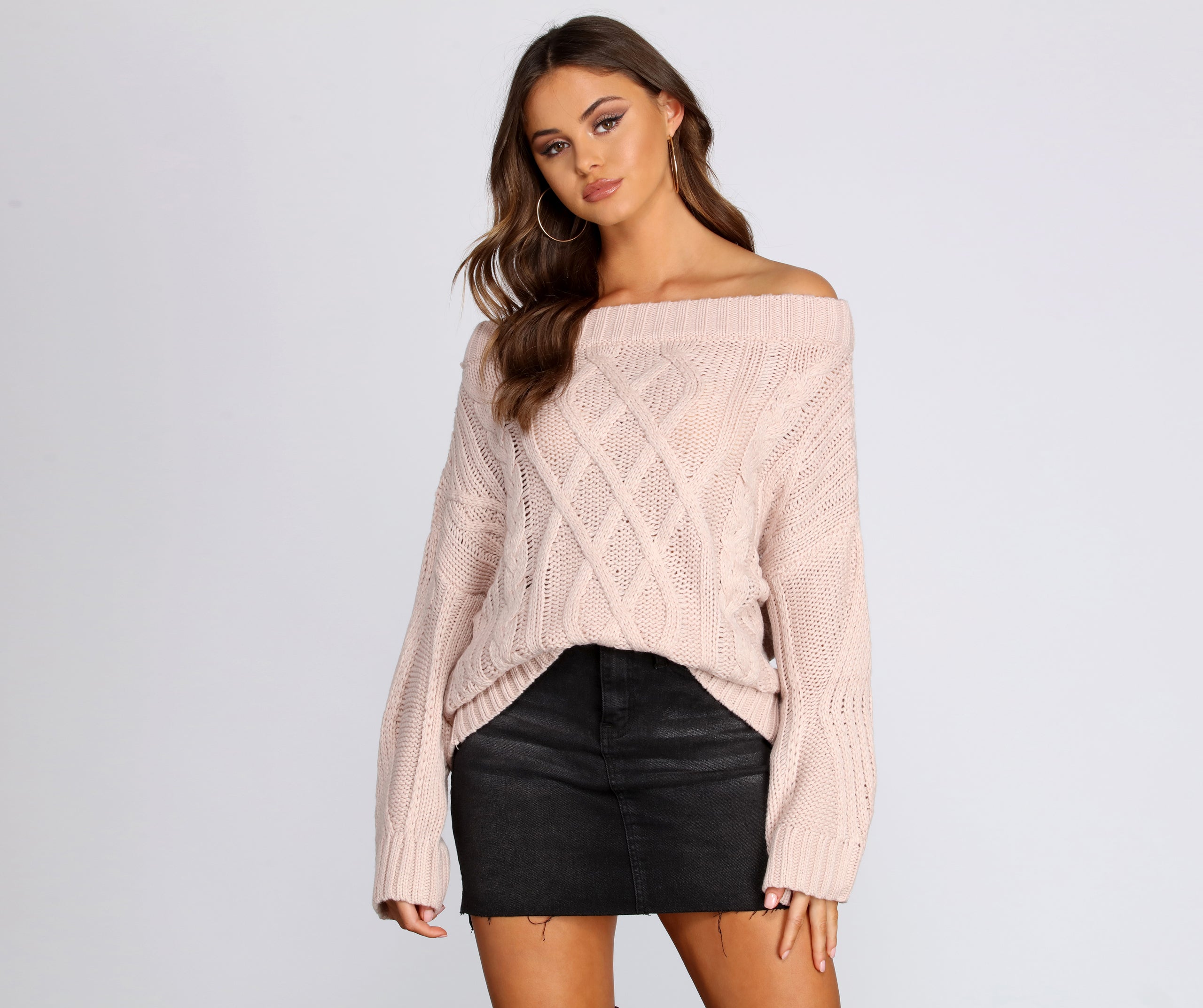 Chic In Cable Knit Sweater