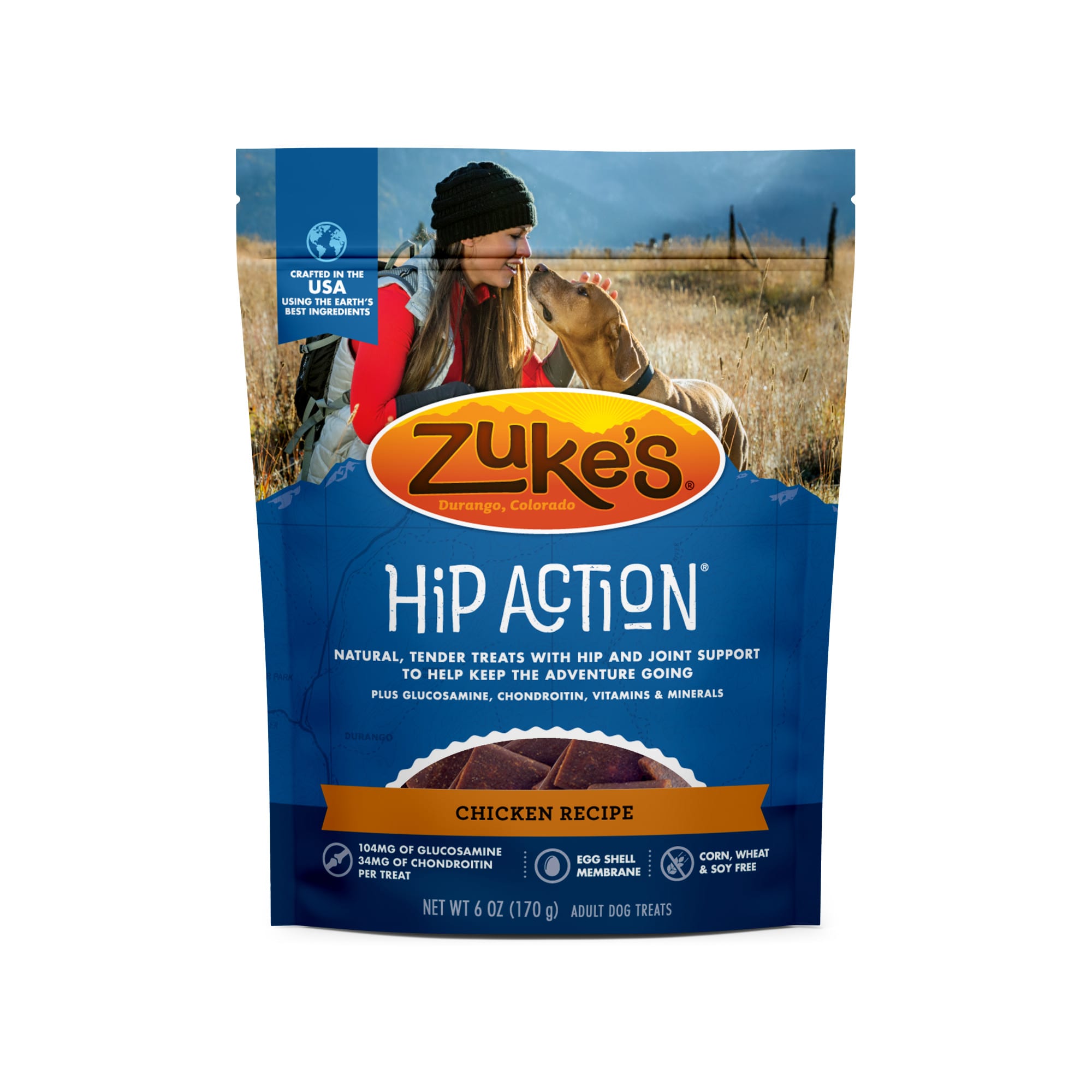 Zukes Hip Action Hip  Joint Chicken Recipe Dog Treats， 6 oz.