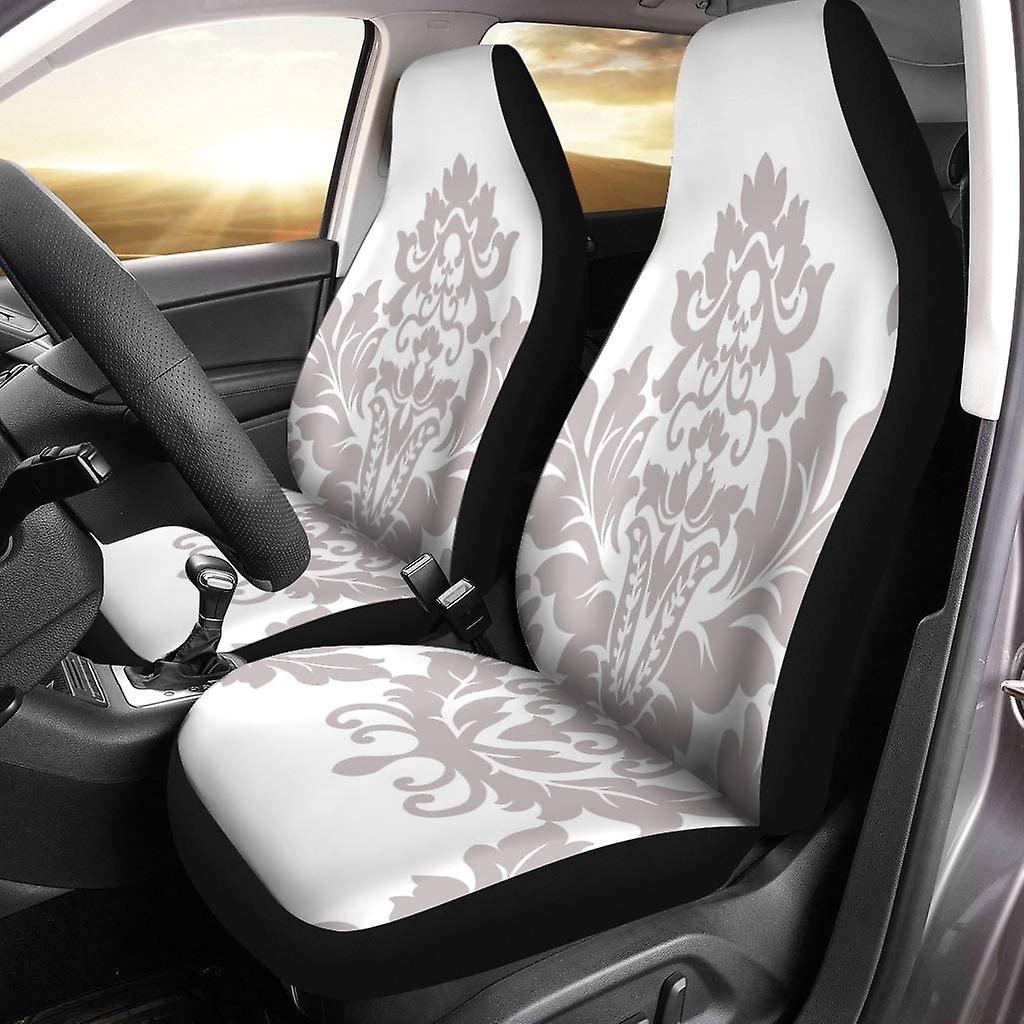 Set Of 2 Car Seat Covers Floral Damask Ornament Universal Auto Front Seats Protector Fits For Car，suv Sedan，truck