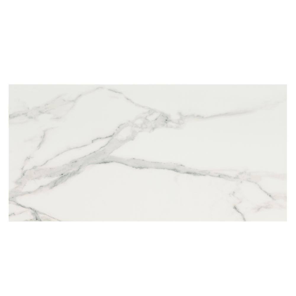 MSI Carrara Noire 16 in. x 32 in. Polished Porcelain Stone Look Floor and Wall Tile (14.20 sq. ft.Case) NHDCARNOI1632C