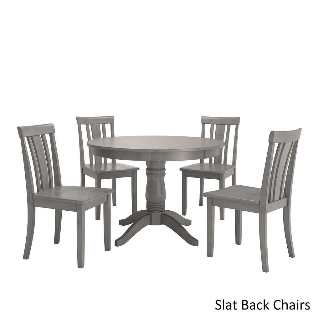 Wilmington II Round Pedestal Base Antique Grey 5 Piece Dining Set by iNSPIRE Q Classic