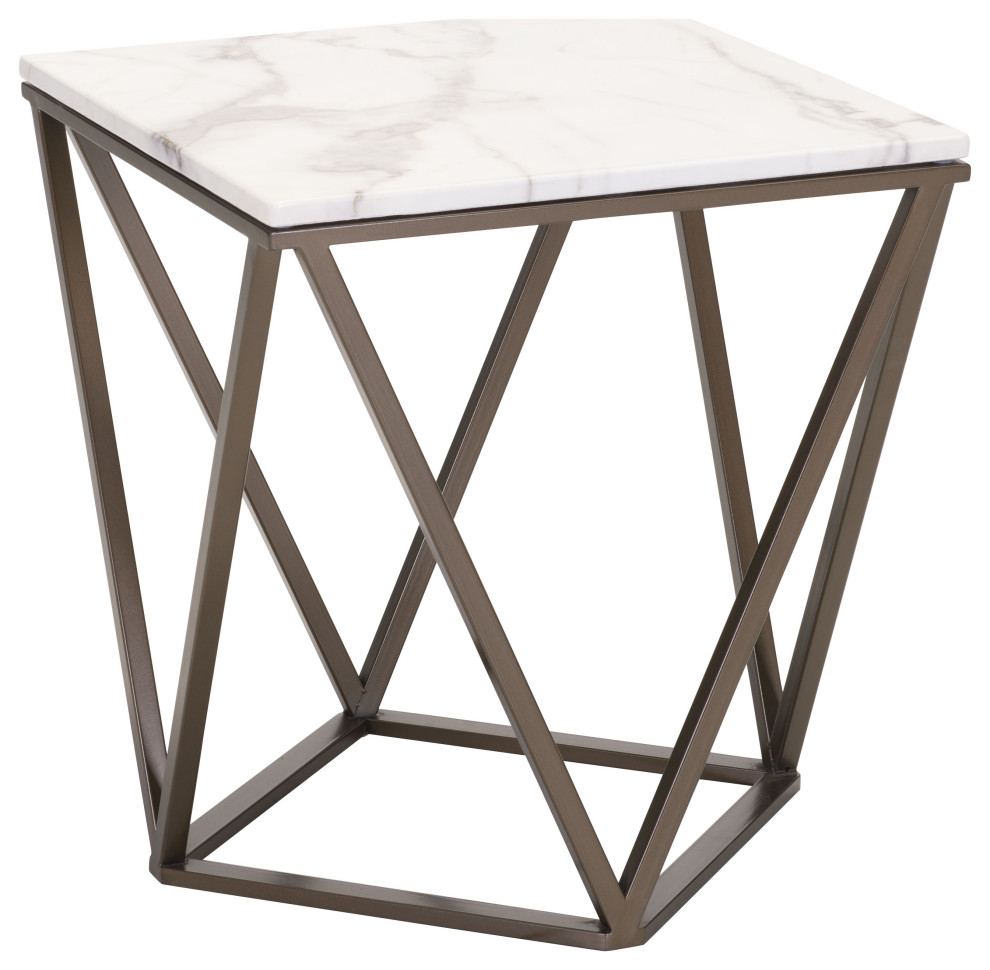 Tintern End Table White  ampAntique Brass   Transitional   Side Tables And End Tables   by Buildcom  Houzz