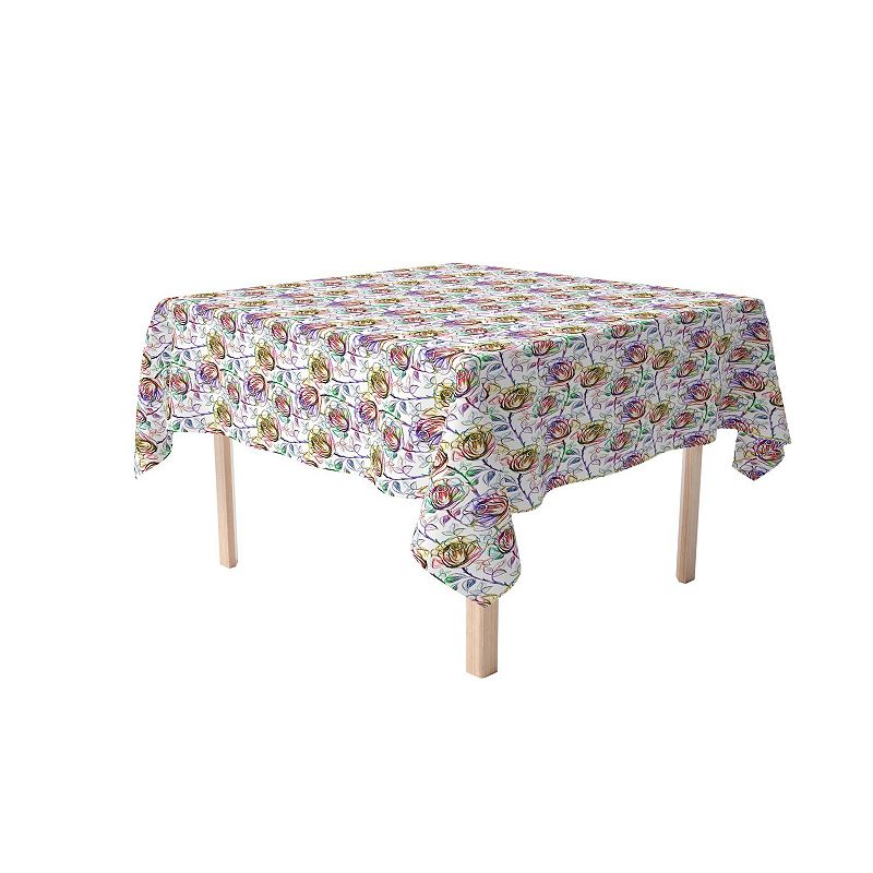 Square Tablecloth， 100% Cotton， 52x52， Floral 195