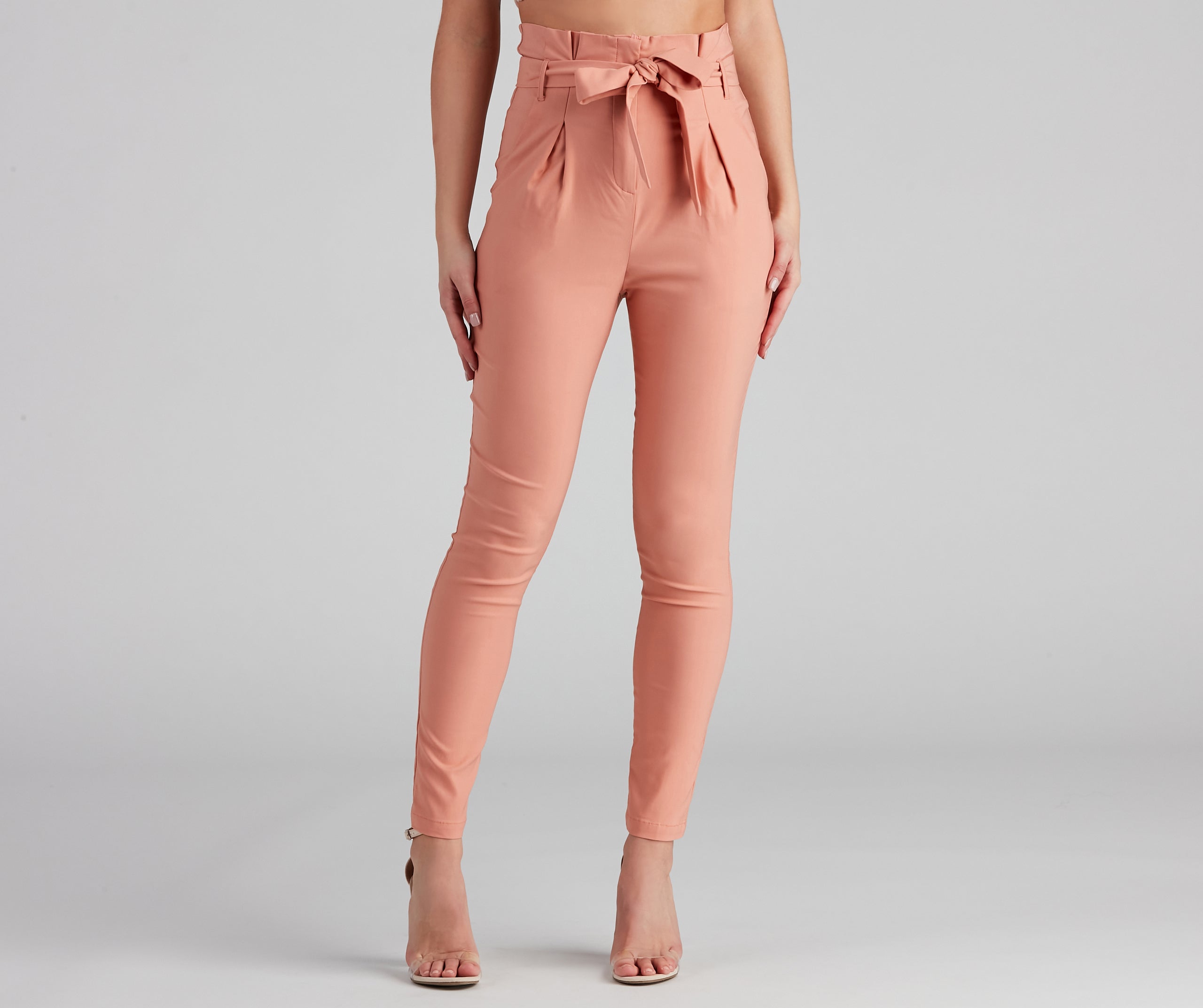 High Waist Paperbag Skinny Dress Pants