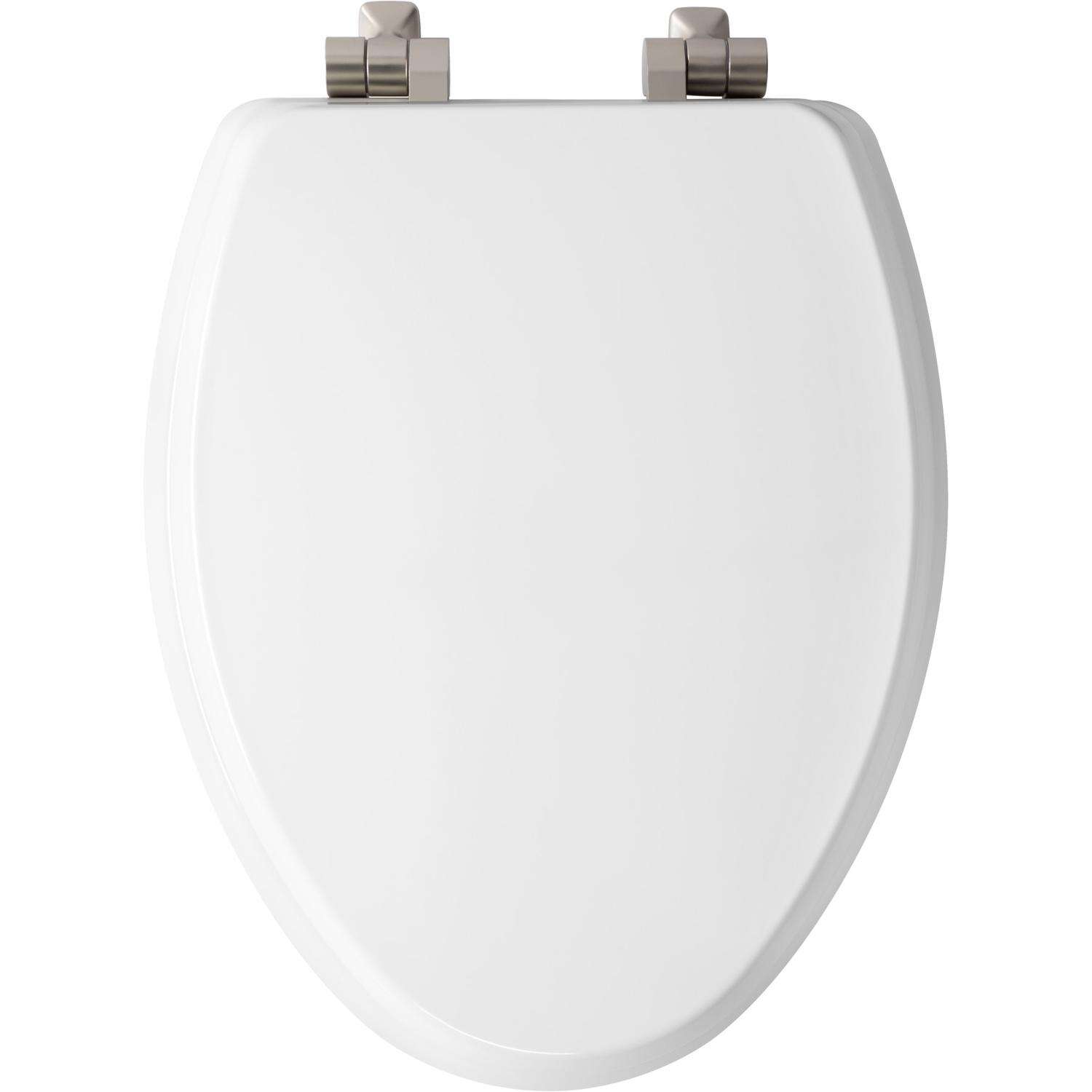 Mayfair by Bemis Benton Slow Close Elongated White Enameled Wood Toilet Seat