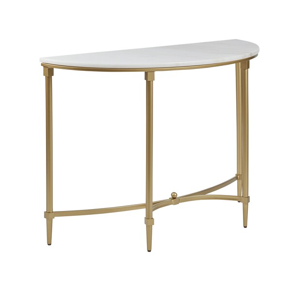 Madison Park Signature Bordeaux White/Gold-tone Marble/Metal Console Table