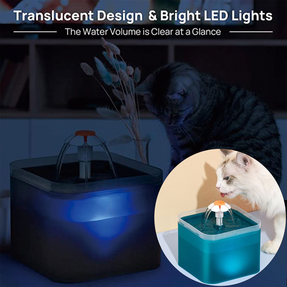 Adjustable Mute Detachable With LED Light Smart Pet Water Dispenser Pet Water Drinker Cat Automatic Feeder Circulating Water GREY