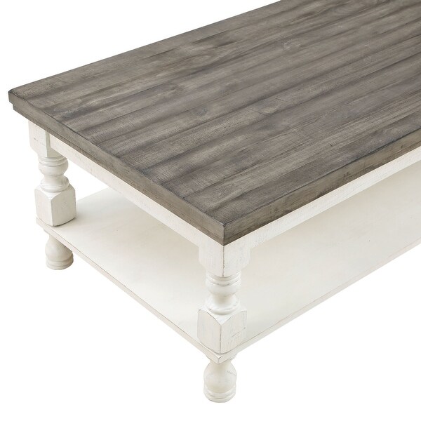 Furniture of America Neking Rustic White 47-in Solid Wood Coffee Table