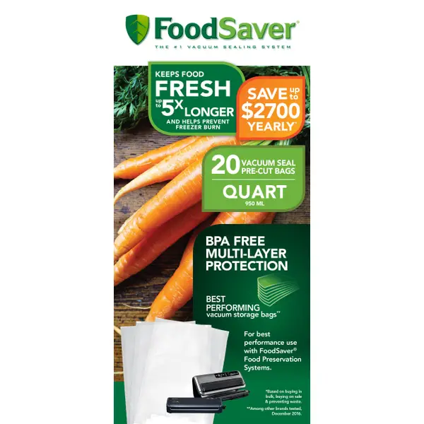 FoodSaver Quart Size Vacuum Sealer Bags