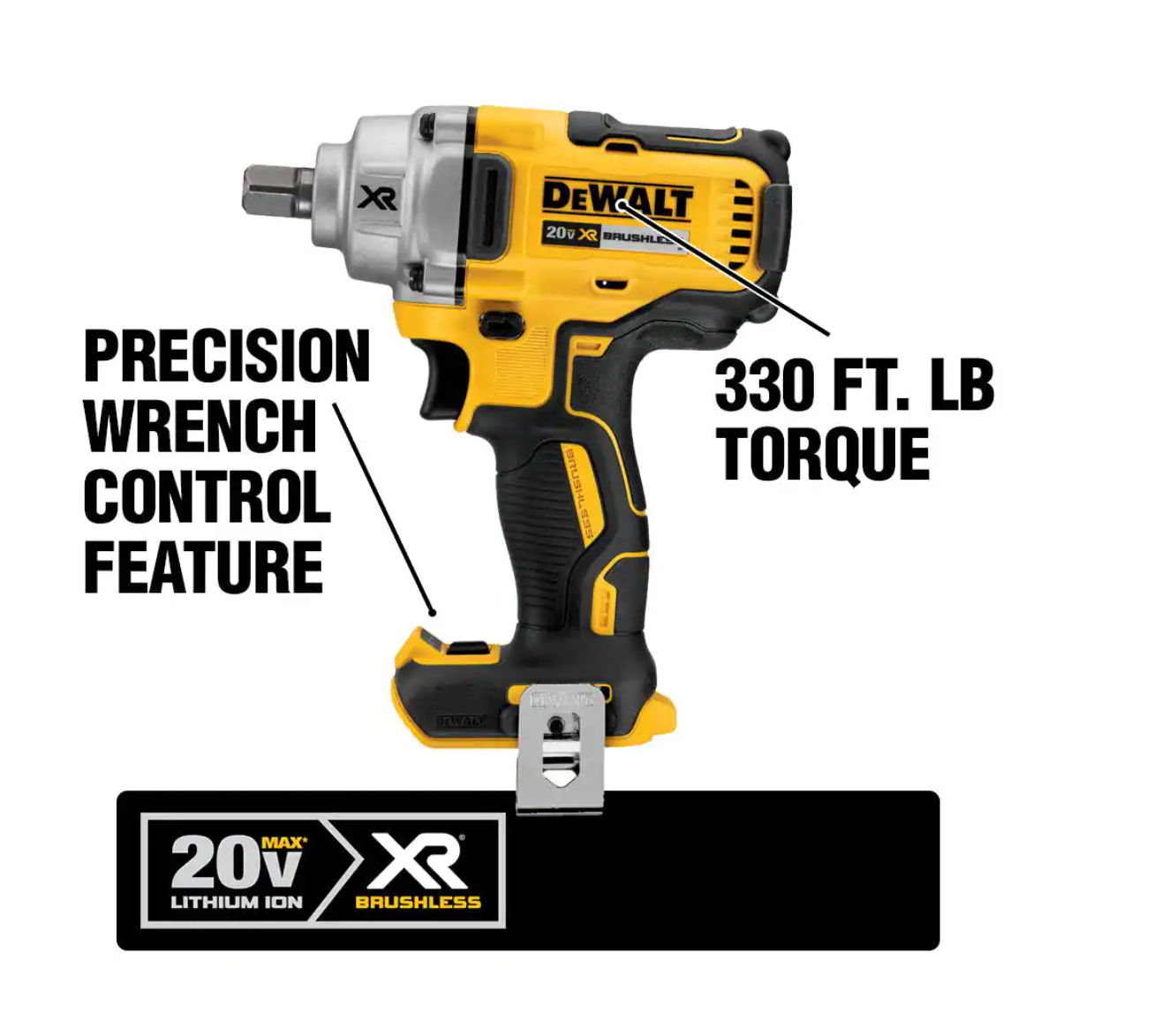 DEWALT DCF894B 20-Volt MAX XR Cordless Brushless 1/2 in. Mid-Range Impact Wrench with Detent Pin Anvil (Tool-Only)