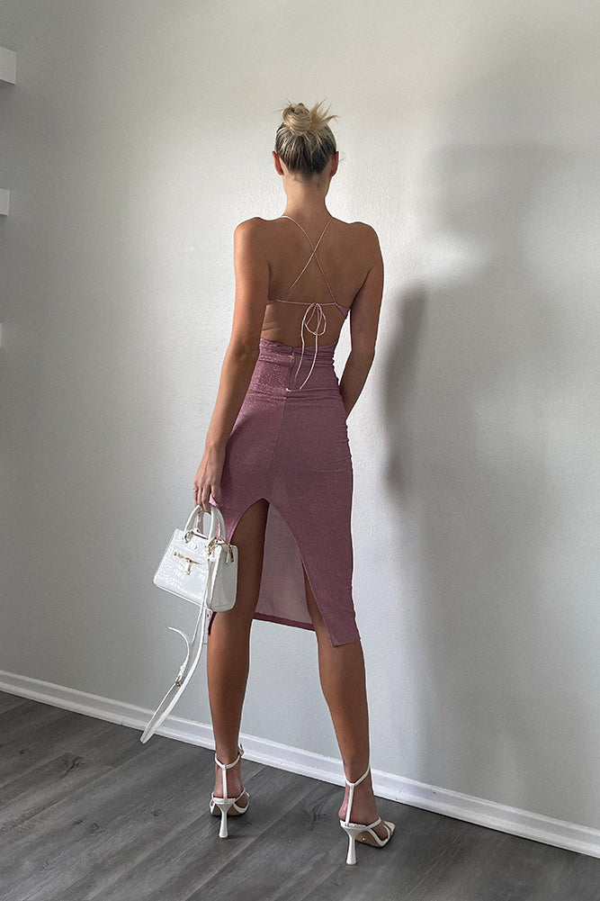 Surge Of You Midi Dress Pink Shimmer