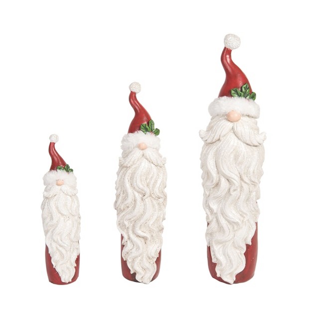 Transpac Resin 15 75 In White Christmas Bearded Santas Set Of 3