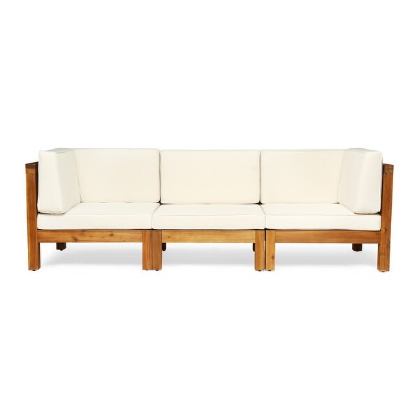 Oana Acacia Wood 3seat Sectional Sofa with Cushions by Christopher Knight Home