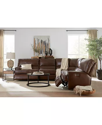 Furniture Binardo 123 5 Pc Zero Gravity Leather Sectional with 2 Power Recliners