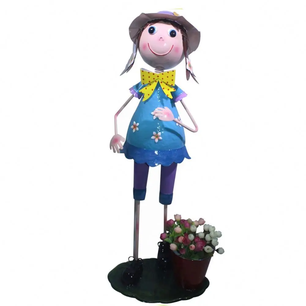 High Quality Metal Doll With Flowerpot