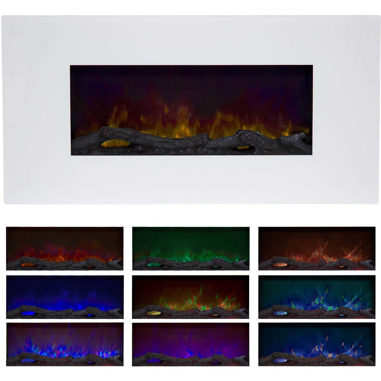 Electric Countric Fireplace 36-inch Modern Wall-Mounted - 10 Color LED Flame