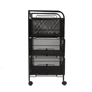 Mind Reader 4 Drawer Metal Wheeled Heavy Duty Multi-Purpose Cart File Storage Cart Utility Cart Office Storage Cart in Black 4DRMESH-BLK