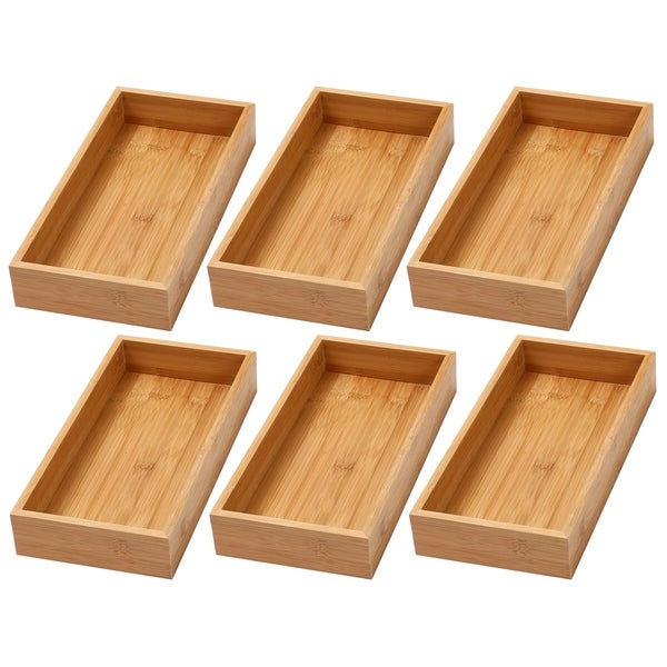 YBM Home Bamboo Kitchen Drawer Organizer Storage Box (Set of 6)，