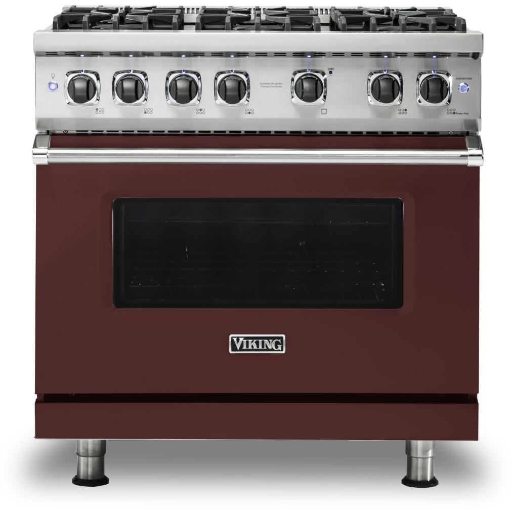 Viking 36-inch Freestanding Gas Range with GourmetGlo VGR536-6BKA