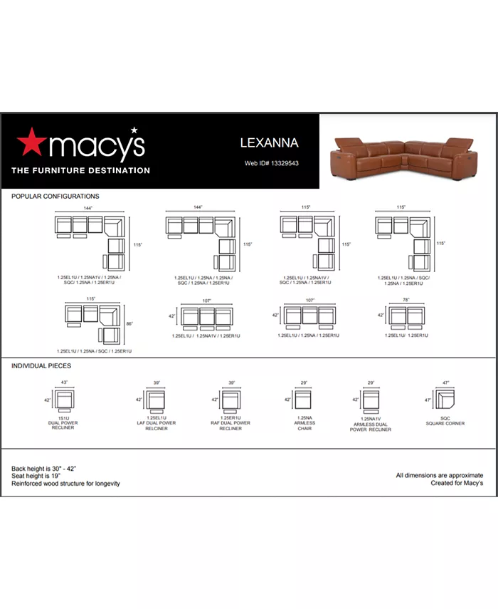 Macy's Lexanna 3-Pc. Leather Sofa with 2 Power Motion Recliners