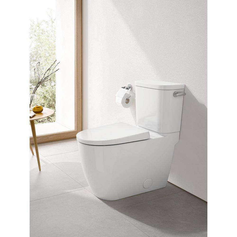 GROHE Essence 2-Piece 1.28 GPF Single Flush Elongated Toilet with Right Hand Trip Lever in Alpine White Seat Included 39676000