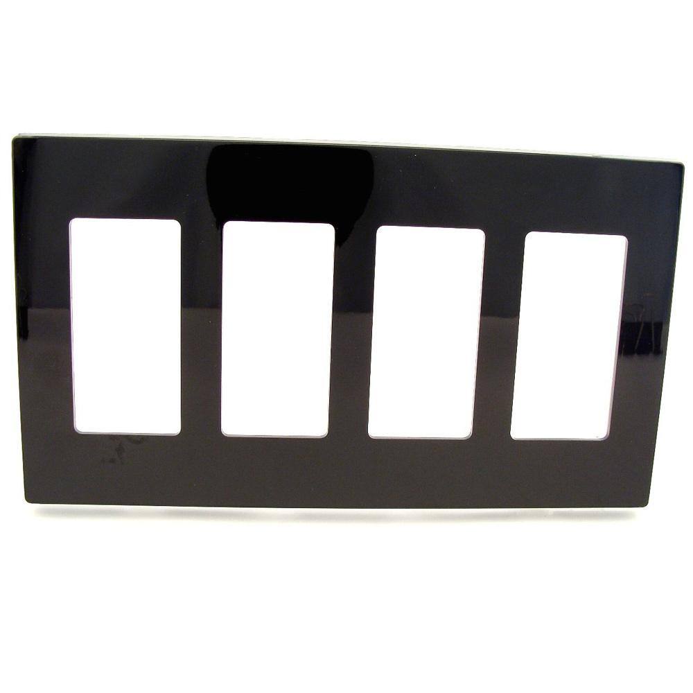 Leviton Black 4-Gang DecoratorRocker Wall Plate (1-Pack) 80312-SE