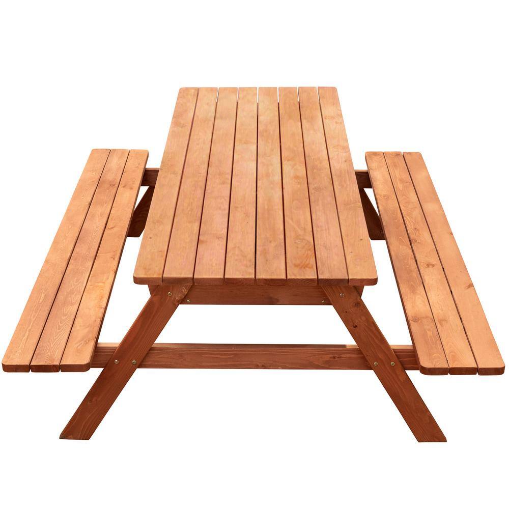 Leisure Season Rectangle 71 in. W x 63 in. D x 29 in. H Wooden Brown Picnic Table with Storage PTS7129