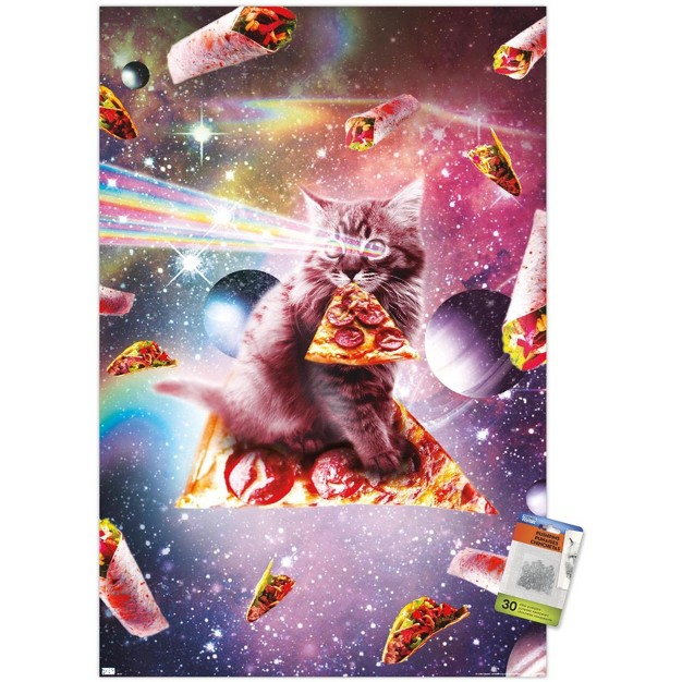 Trends International James Booker Outer Space Pizza Cat Unframed Wall Poster Prints