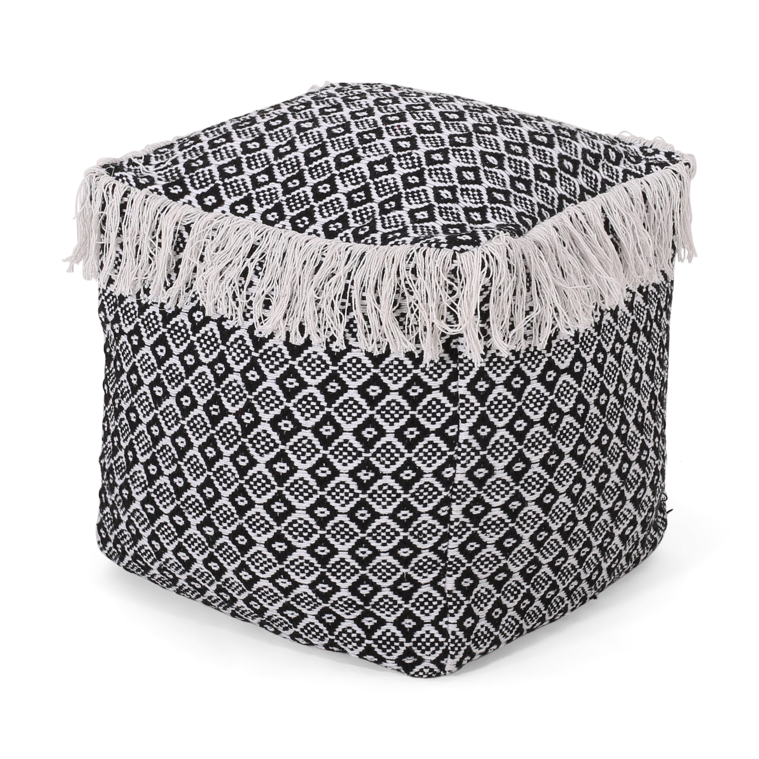 Derrin Boho Fabric Cube Pouf