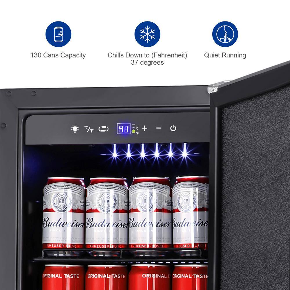 Tylza 15 in. 130 of (12 oz.) Can Cooler Single Zone Built-In with Stainless Steel Door TYBC100SD