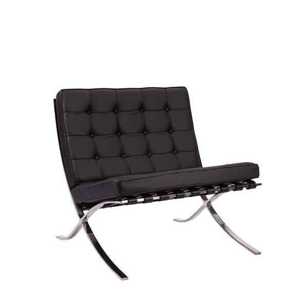 Barcelona Chair， Black Leather and Brushed Chrome