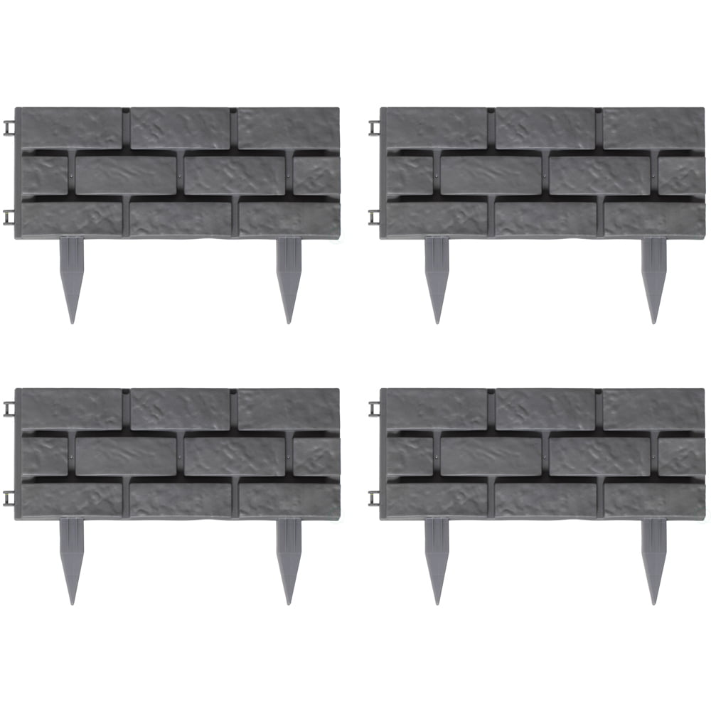 Gardenised Imitation Stone Brick Designed Garden Border Edging Picket Fence, High Quality Fencing for Gardens, Landscape Edging,