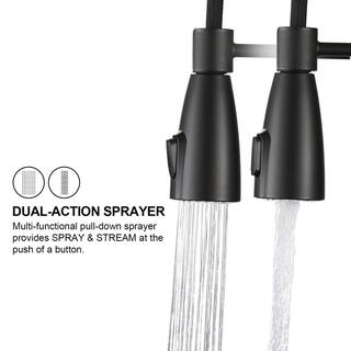 Zalerock Sensor Single-Handle Pull-Down Sprayer Kitchen Faucet in Matte Black WTHG003