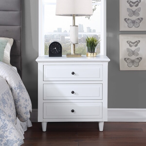 Best Selling 3-drawer Nightstand Storage， Metal Sliding Rail， Nickel Hued Knobs， For Bedroom Furniture - - 36149217