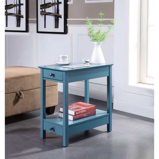 Byzad Side Table With Usb Charging Dock Teal Acme Furniture