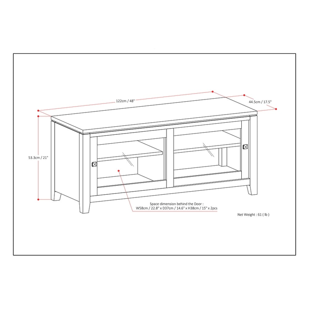 WYNDENHALL Essex Wood TV Media Stand   48'' x 17.5'' x 21