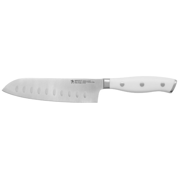 Henckels Forged Accent Hollow Edge Santoku Knife White Handle