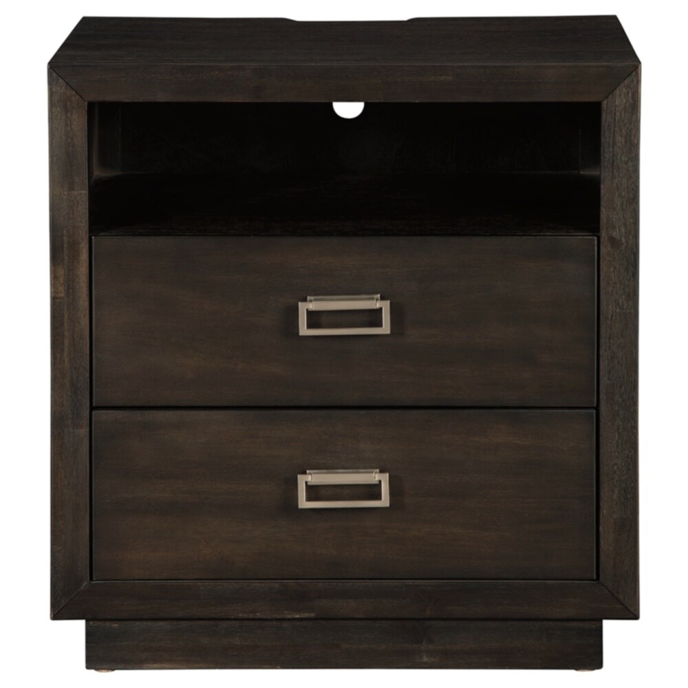 Hyndell Dark Brown Two Drawer Nightstand