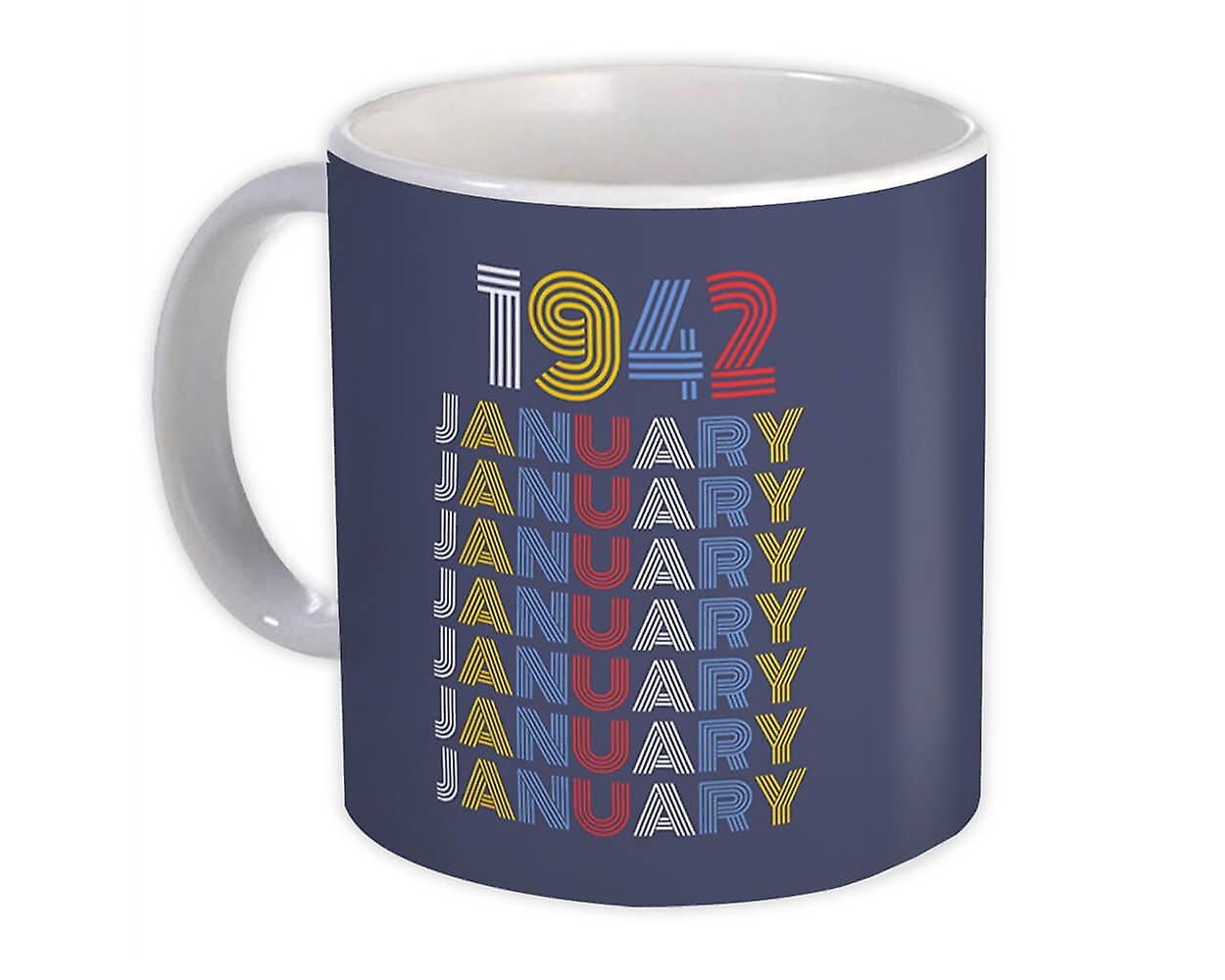 Gift Mug: 1942 January Colorful Retro Birthday Age