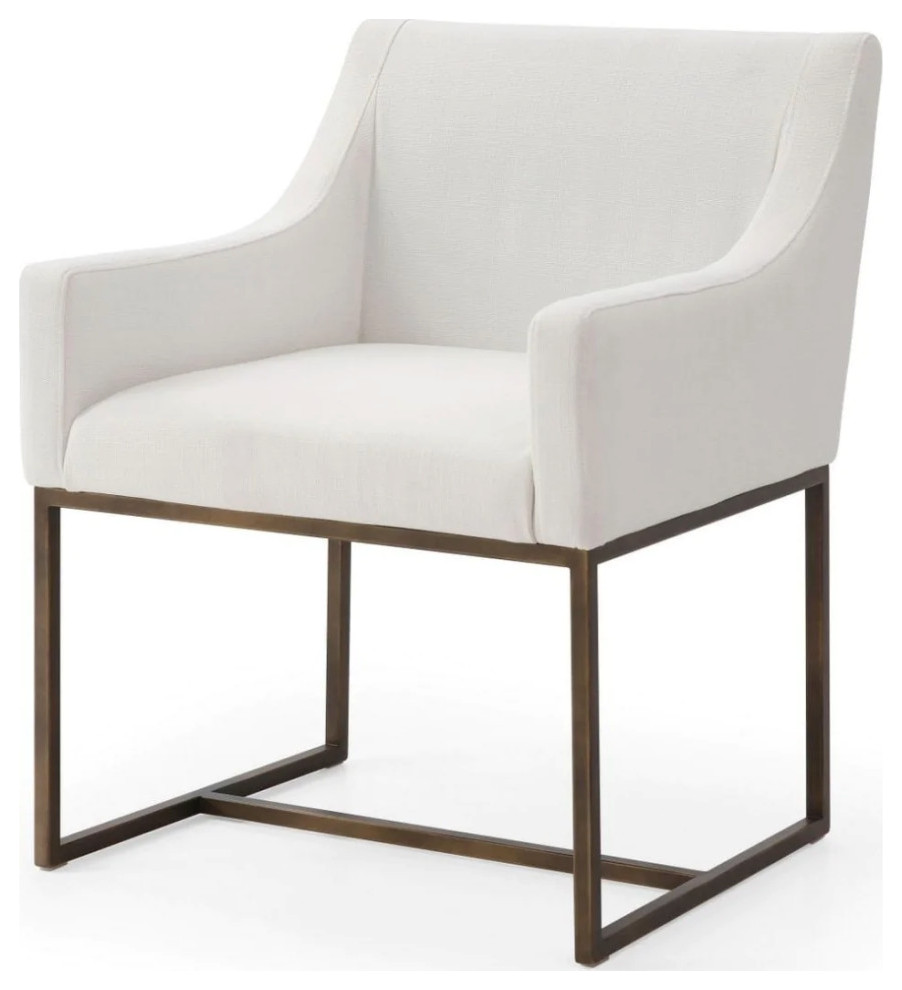 Caroline Modern Off White  ampCopper Antique Brass Dining Chair Set of 2   Contemporary   Dining Chairs   by Virgil Stanis Design  Houzz