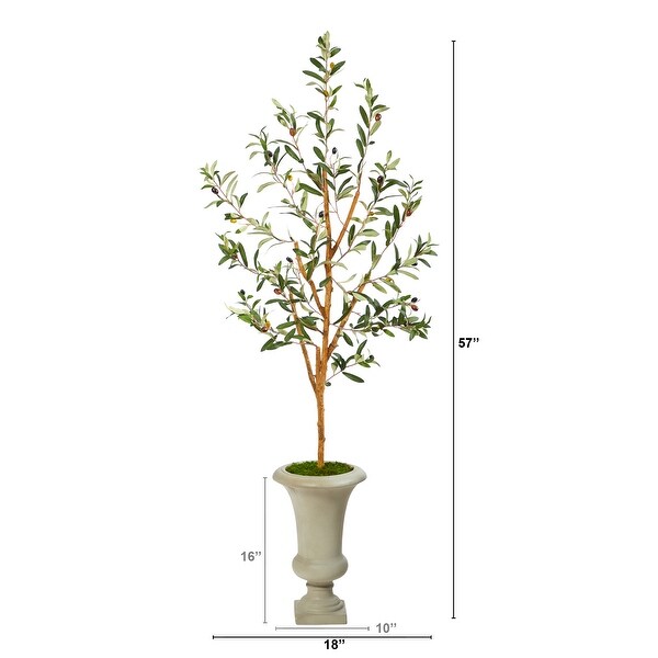 57 Olive Artificial Tree in Sand Colored Urn