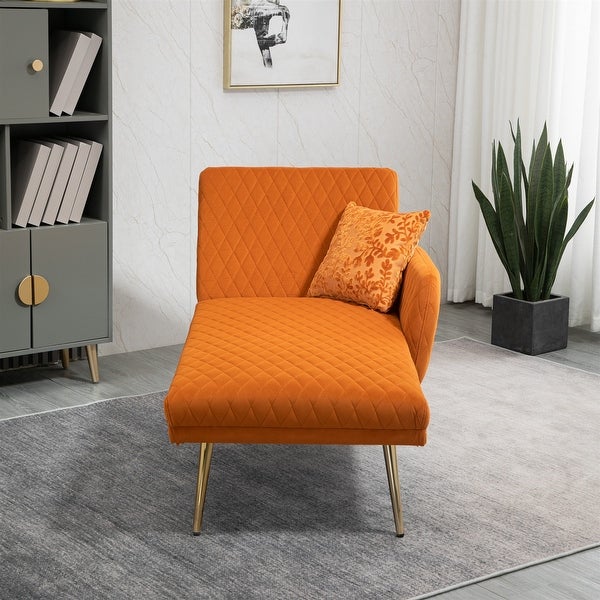 Modern Lounge Chaise Leisure Sofa Accent Chair Upholstered Couch Loveseat Sofa， Tufted Seat with Accent Pillow and Metal Legs