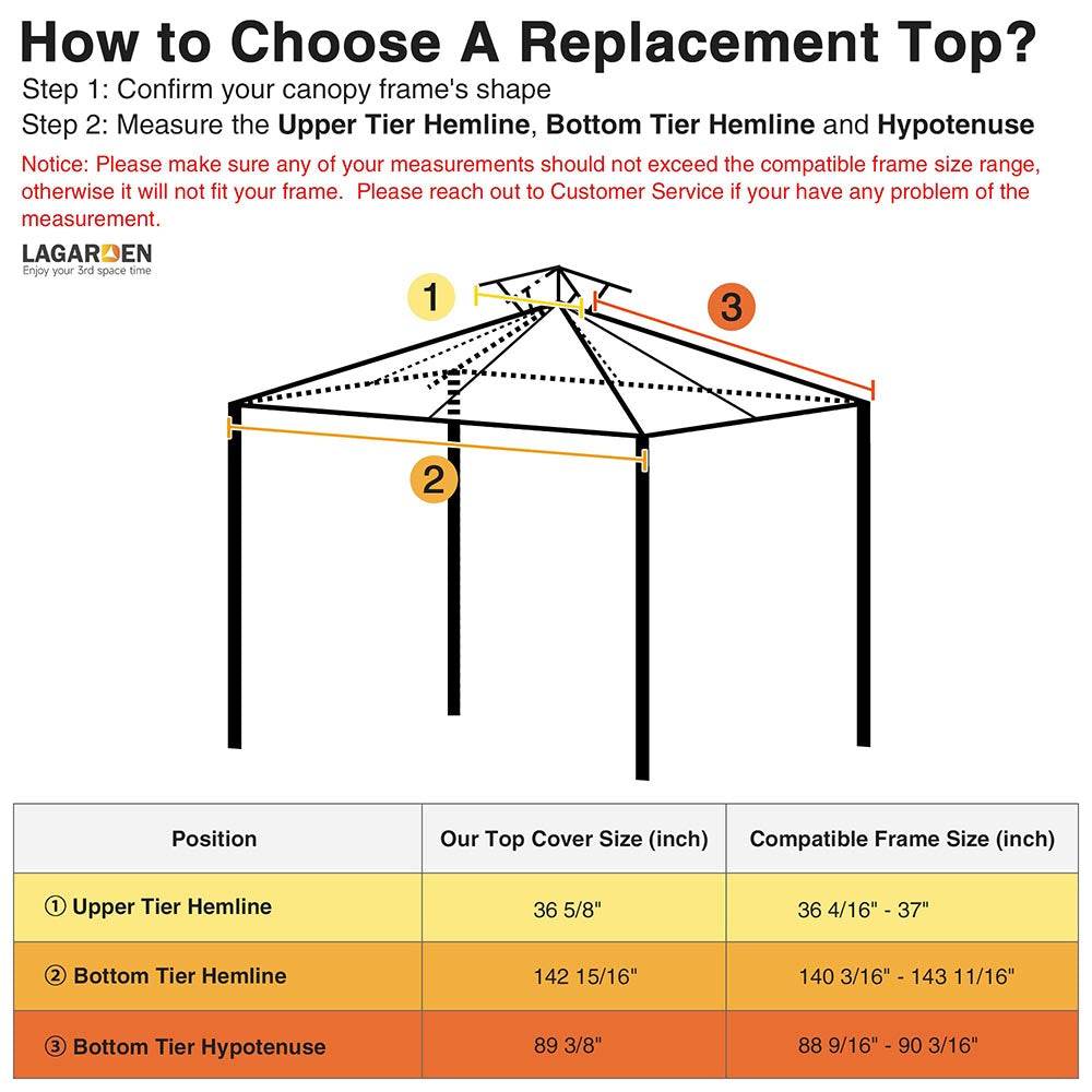 Yescom 12' x 12' Gazebo Canopy Replacement Top