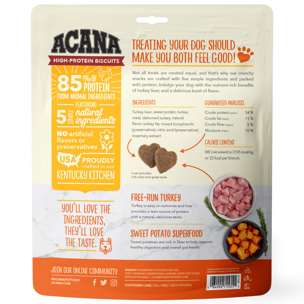 ACANA Crunchy Biscuits High-Protein Turkey Liver Recipe Dog Treats andndash; Pet Empire and Supplies