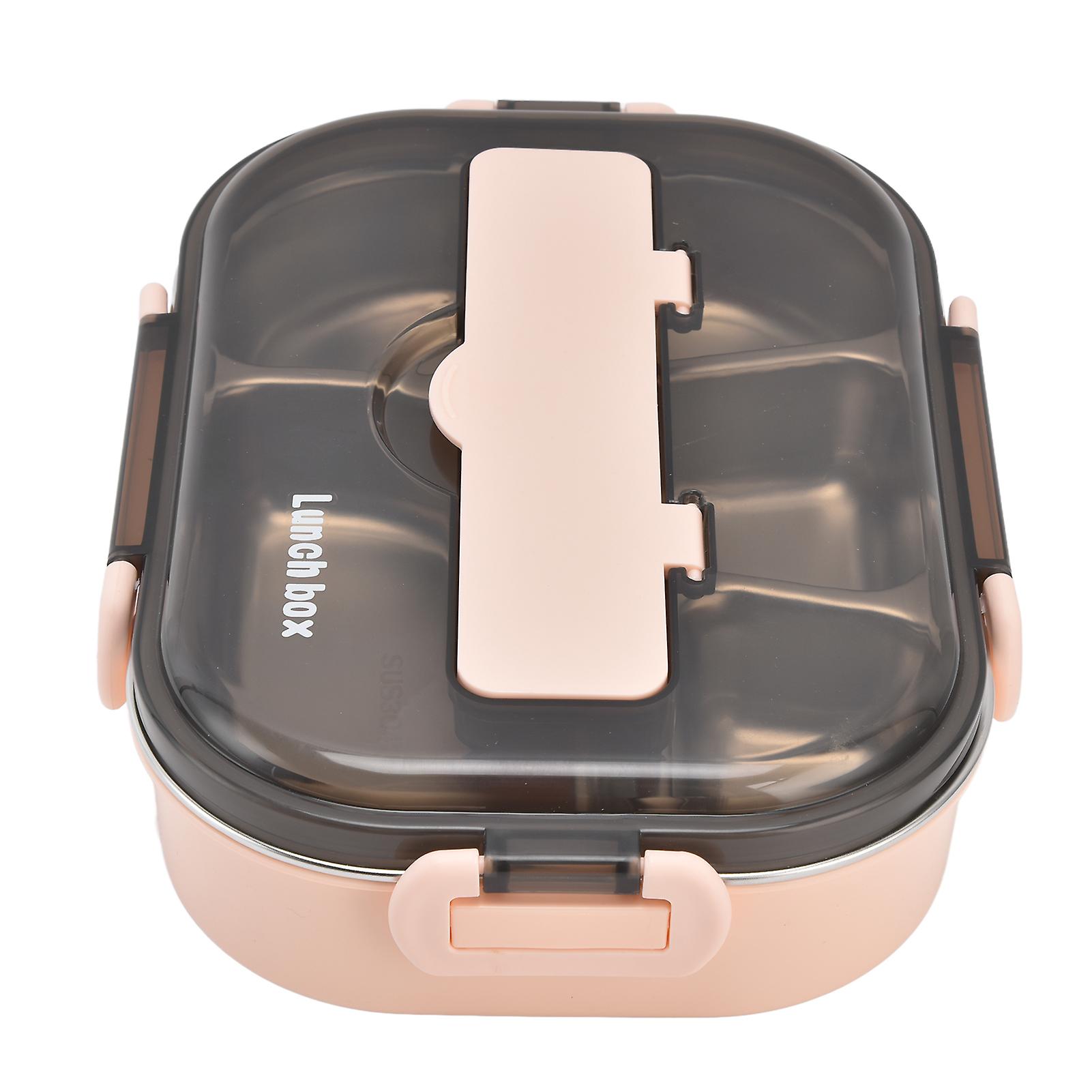 1.3l Thermal Lunch Box Stainless Steel 5 Compartments Lunchbox With Chopsticks Spoon For School Picnicpink