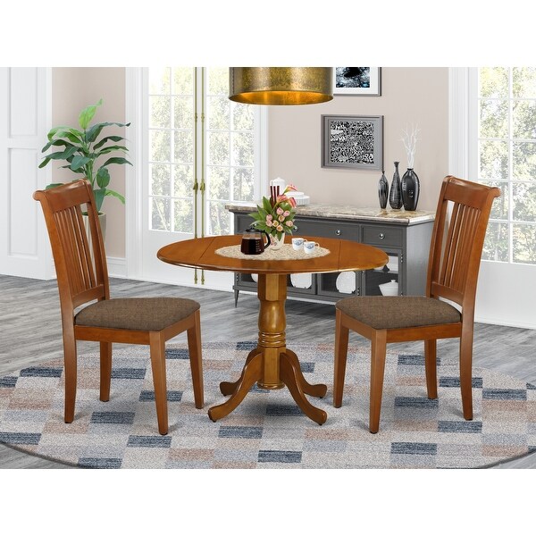 3-piece Dining Set Includes Dining Table and 2 Dinette Chairs Saddle Brown Finish (Chairs Seat Options)