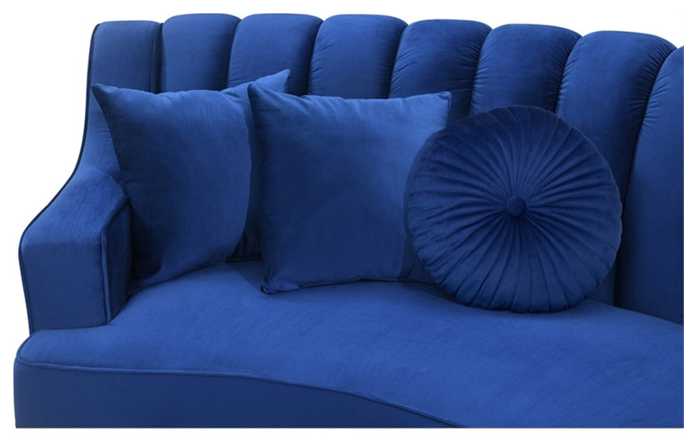 Legend Vansen 141 quotCurved Symmetry Modern Velvet Sectional Sofa in Blue   Midcentury   Sectional Sofas   by Homesquare  Houzz