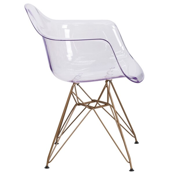 Transparent Side Chair with Arms and Gold Base - Accent and Side Chair