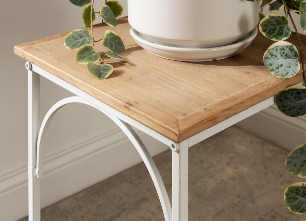 Anthea Wood and Metal End Table  Rustic Brown/White 12x12x26   Contemporary   Side Tables And End Tables   by Uniek Inc.  Houzz